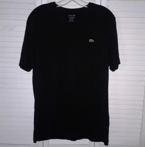 LACOSTE Black V-neck T-shirt Size XL
